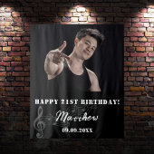 Verjaardagsfeestje aangepaste foto zwart wit muzie wandkleed