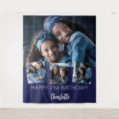 Verjaardagsfeestje aangepaste fotocollage marinebl wandkleed (Voorkant)