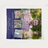 Verjaardagsfeestje aangepaste fotocollage marinebl wandkleed (Voorkant (horizontaal))