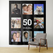 Verjaardagsfeestje aangepaste fotocollage zwarte m wandkleed (In situ)