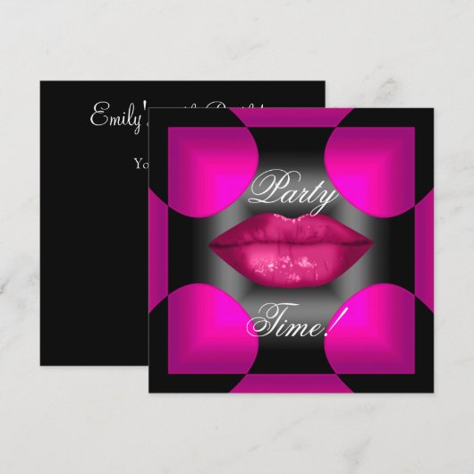 Verjaardagsfeestje Abstract Roze Lippen Elke Leeft Kaart (Voorkant / Achterkant)
