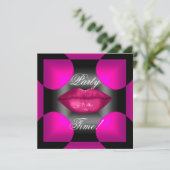 Verjaardagsfeestje Abstract Roze Lippen Elke Leeft Kaart (Staand voorkant)