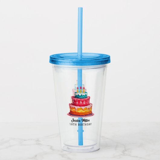 VERJAARDAGSFEESTJE ACRYL DRINKBEKER (Voorkant)
