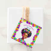 Verjaardagsfeestje Afrikaans-Amerikaans meisje gep Bedankjes Labels (In situ)