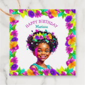 Verjaardagsfeestje Afrikaans-Amerikaans meisje gep Bedankjes Labels (Voorkant)