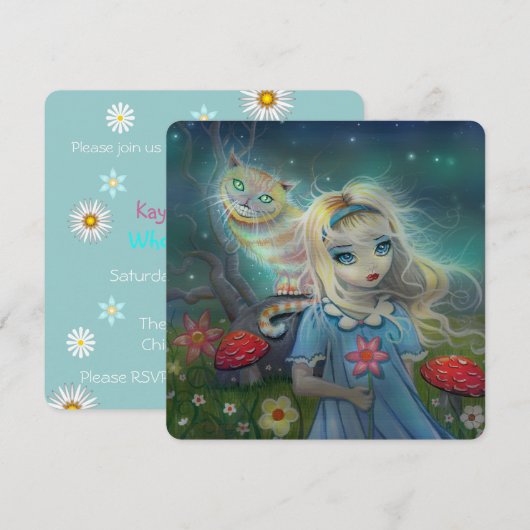 Verjaardagsfeestje Alice in Wonderland Kaart (Voorkant / Achterkant)