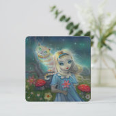 Verjaardagsfeestje Alice in Wonderland Kaart (Staand voorkant)