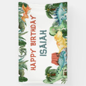 Verjaardagsfeestje als een dinosaurus, persoonlijk spandoek (Verticaal)