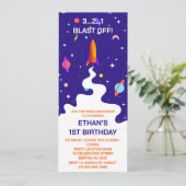 Verjaardagsfeestje astronaut in de ruimte kaart (Staand voorkant)