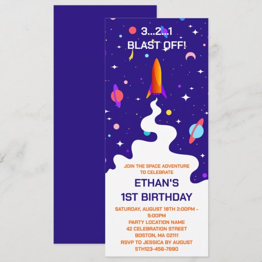 Verjaardagsfeestje astronaut in de ruimte kaart (Voorkant / Achterkant)