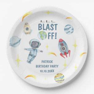 Verjaardagsfeestje astronaut in de ruimte papieren bordje