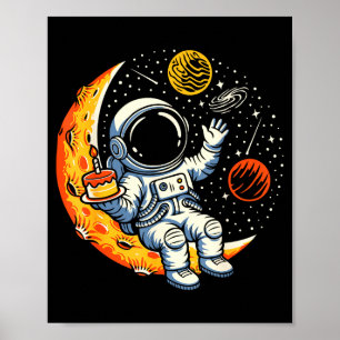 Verjaardagsfeestje astronaut op de maan verjaardag poster