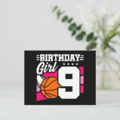 Verjaardagsfeestje basketbal 9 jaar oud 9e verjaar briefkaart (Staand voorkant)