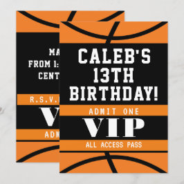 Verjaardagsfeestje basketbal zwart oranje kaart