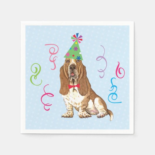 Verjaardagsfeestje Basset Hound Servet (Voorkant)
