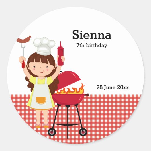 verjaardagsfeestje BBQ Ronde Sticker (Voorkant)