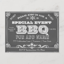 verjaardagsfeestje | BBQ |  schoolbord Uitnodiging Briefkaart