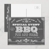 verjaardagsfeestje | BBQ | schoolbord Uitnodiging Briefkaart (Voorkant / Achterkant)