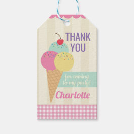 Verjaardagsfeestje Bedankt Labels Ice-Cream Pink Cadeaulabel