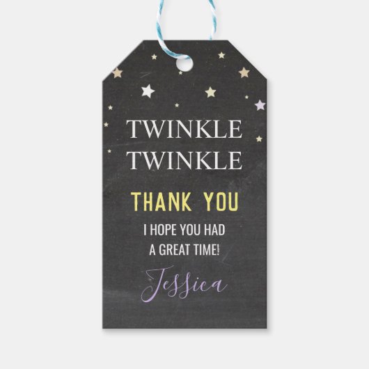 Verjaardagsfeestje Bedankt Labels Twinkle Twinkle Cadeaulabel (Voorkant)