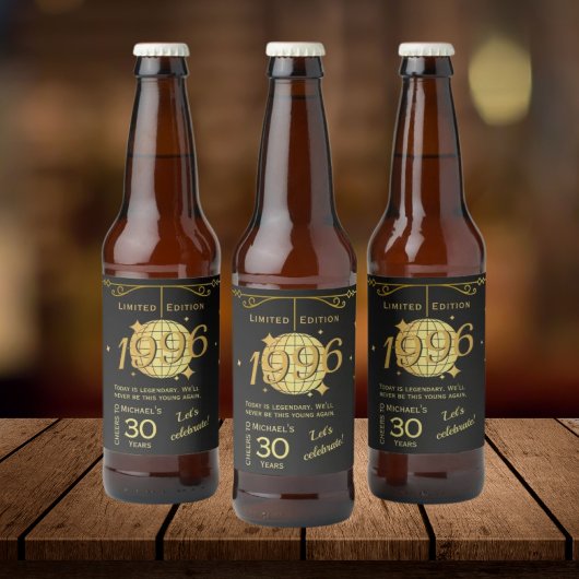 Verjaardagsfeestje bierlabelset 1996 30 jaar bier etiket