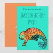 verjaardagsfeestje bij Chameleon reptile Kaart (Voorkant / Achterkant)