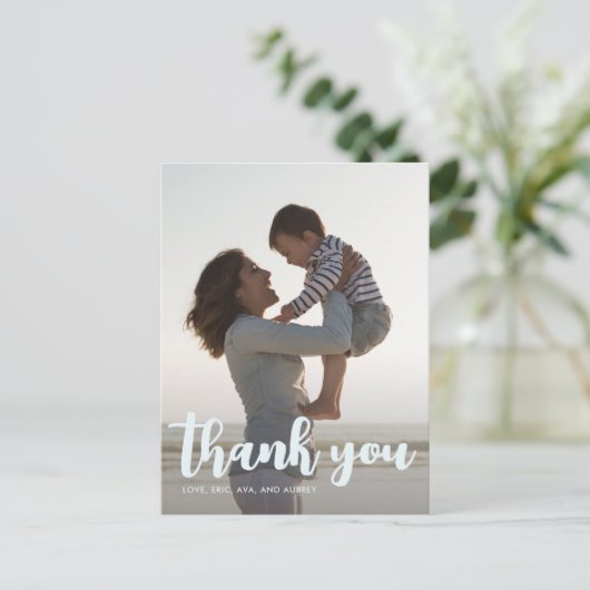 Verjaardagsfeestje Blauwe Jongens Dank je Script F Briefkaart (Staand voorkant)