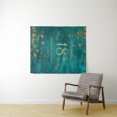 Verjaardagsfeestje Blauwgroen en Goud Wandkleed (In Situ (horizontaal))