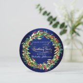 Verjaardagsfeestje Bloemen Elegant Blauw Navy Groe Kaart (Staand voorkant)