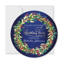 Verjaardagsfeestje Bloemen Elegant Blauw Navy Groe