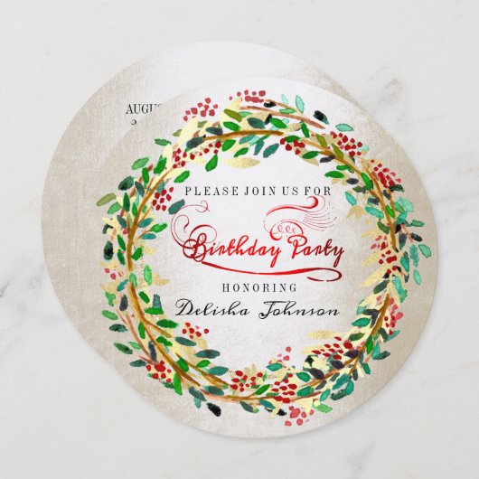 Verjaardagsfeestje Bloemen Elegant Ivoor Rood Groe Kaart (Voorkant / Achterkant)