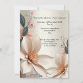 Verjaardagsfeestje  bloemperzik bloemen beige kaart (Achterkant)