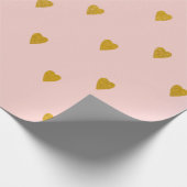 Verjaardagsfeestje Blush Roze & Cute Gouden Harten Cadeaupapier (Hoek)