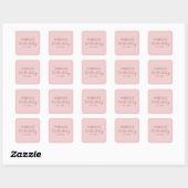 Verjaardagsfeestje Blush Roze Cute Naam Vierkante Sticker (Vel)