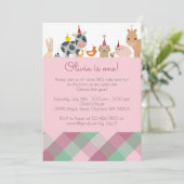 Verjaardagsfeestje boerderijdier uitnodiging - mei (Staand voorkant)