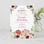 Verjaardagsfeestje Bourgogne Red en Blush Pumpkins Kaart (Staand voorkant)