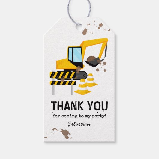 Verjaardagsfeestje Bouw Kinderen Bedankt Cadeaulabel (Voorkant)