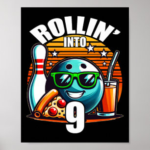 Verjaardagsfeestje bowlen 9 9de verjaardag poster