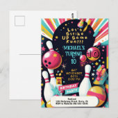 Verjaardagsfeestje bowlen briefkaart (Voorkant / Achterkant)