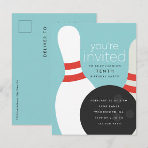 Verjaardagsfeestje bowlen uitnodiging briefkaart