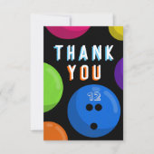 Verjaardagsfeestje Bowling Cosmic Bowling Neon Bla Bedankkaart (Voorkant)