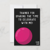 Verjaardagsfeestje Bowling Cosmic Bowling Neon Roz Bedankkaart (Achterkant)