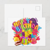 Verjaardagsfeestje Briefkaart (Voorkant / Achterkant)