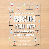 Verjaardagsfeestje Bruh Boy Tiener Wetenschap Them Acryl Uitnodigingen (Voorkant)