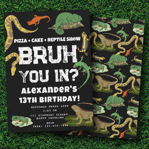 Verjaardagsfeestje Bruh Boy's Tiener Reptiel Show Kaart
