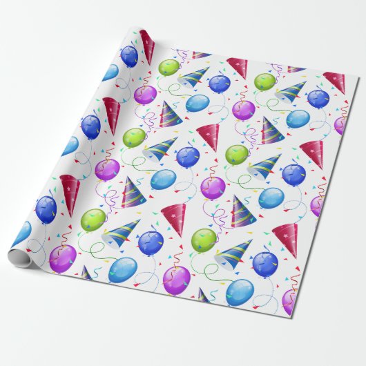 Verjaardagsfeestje cadeaupapier (Uitgerold)