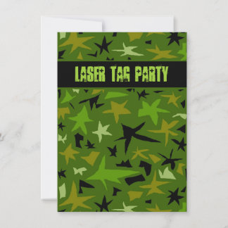 Verjaardagsfeestje camouflage sterren voor tienerj kaart