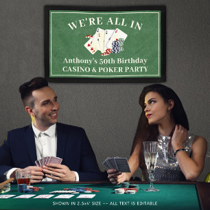 Verjaardagsfeestje Casino Poker Vegas gepersonalis Spandoek