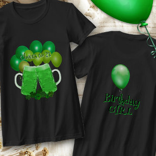 Verjaardagsfeestje Cheers Groene Bier Ballonnen T-shirt