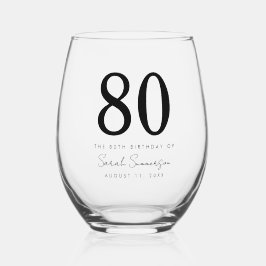 Verjaardagsfeestje Classy Eighty Naam Datum 80 Wijnglas Zonder Voet